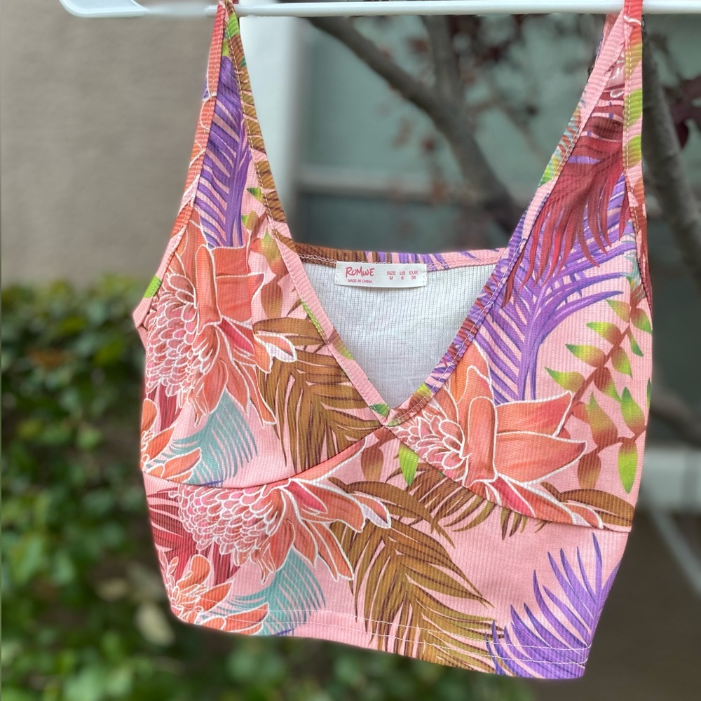Cropped floral tank top, romwe - Picture 2 of 2